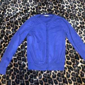 Banana Republic blue cardigan. Crew neck